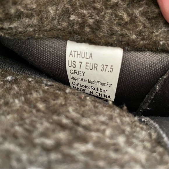 Faux Leather Long Lace Up Boots | Grayish Brown | Faux Fur Top | 7 - Picture 6 of 8